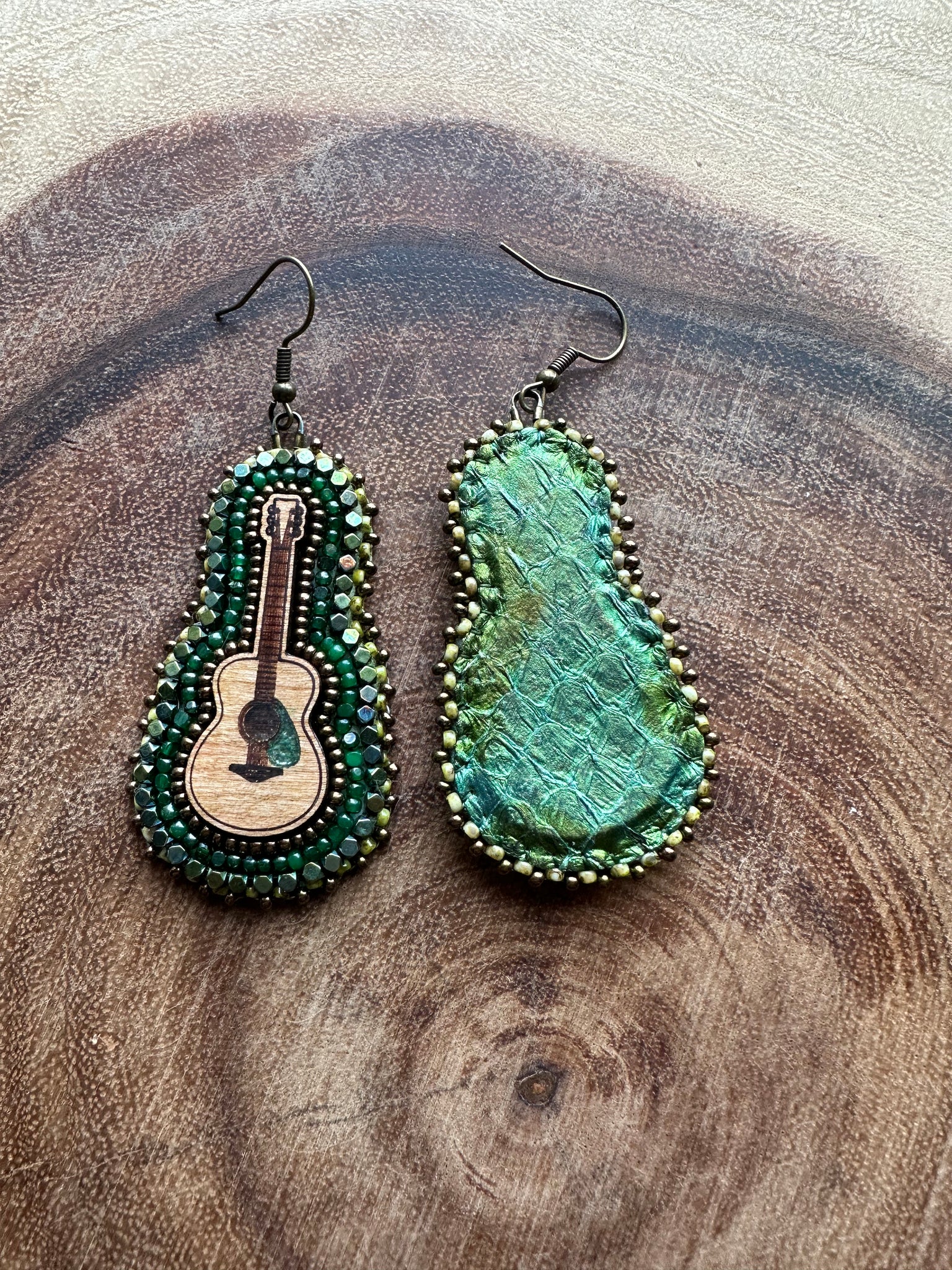Beaded guitar earrings